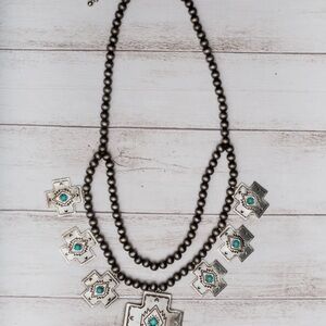 Silver and Blue Necklace with Turquoise Accents